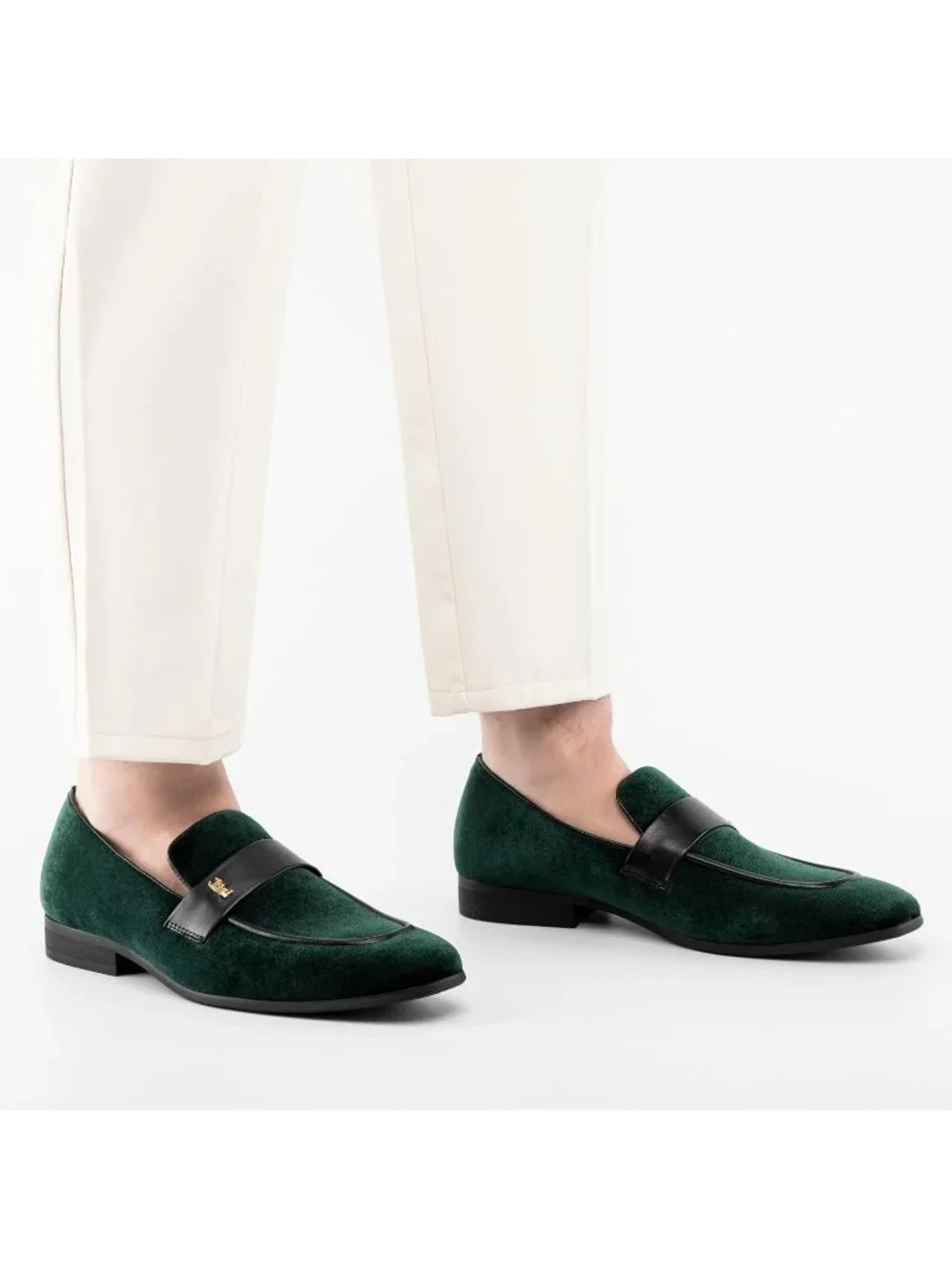 Men's Green Velvet Luxury Loafers Slip On Party Fashion Pull On Dress Shoes